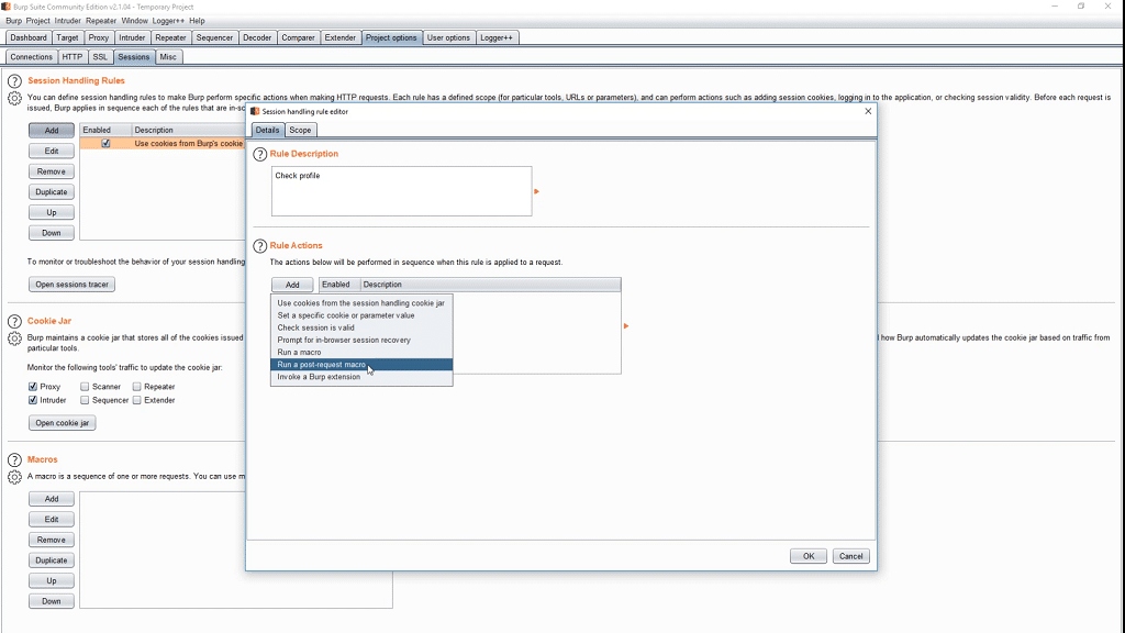 Run a post-request macro